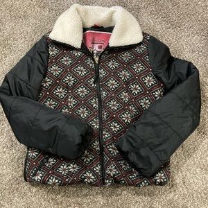 Bernardo Women’s Puffer Coat with Knit Sweater Accent